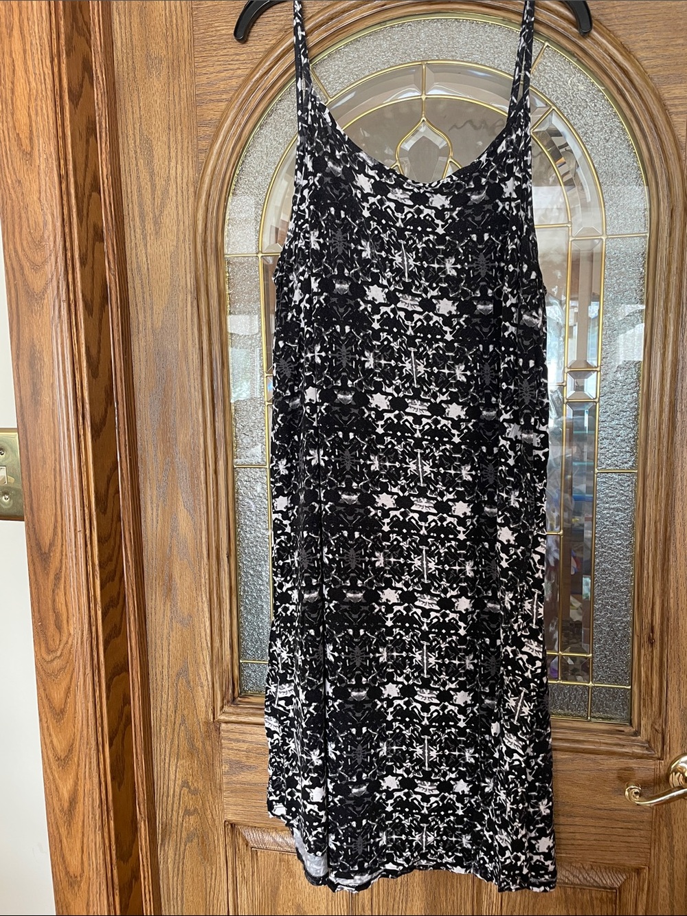 ellos Black & White Printed Spaghetti Strap Mini Dress